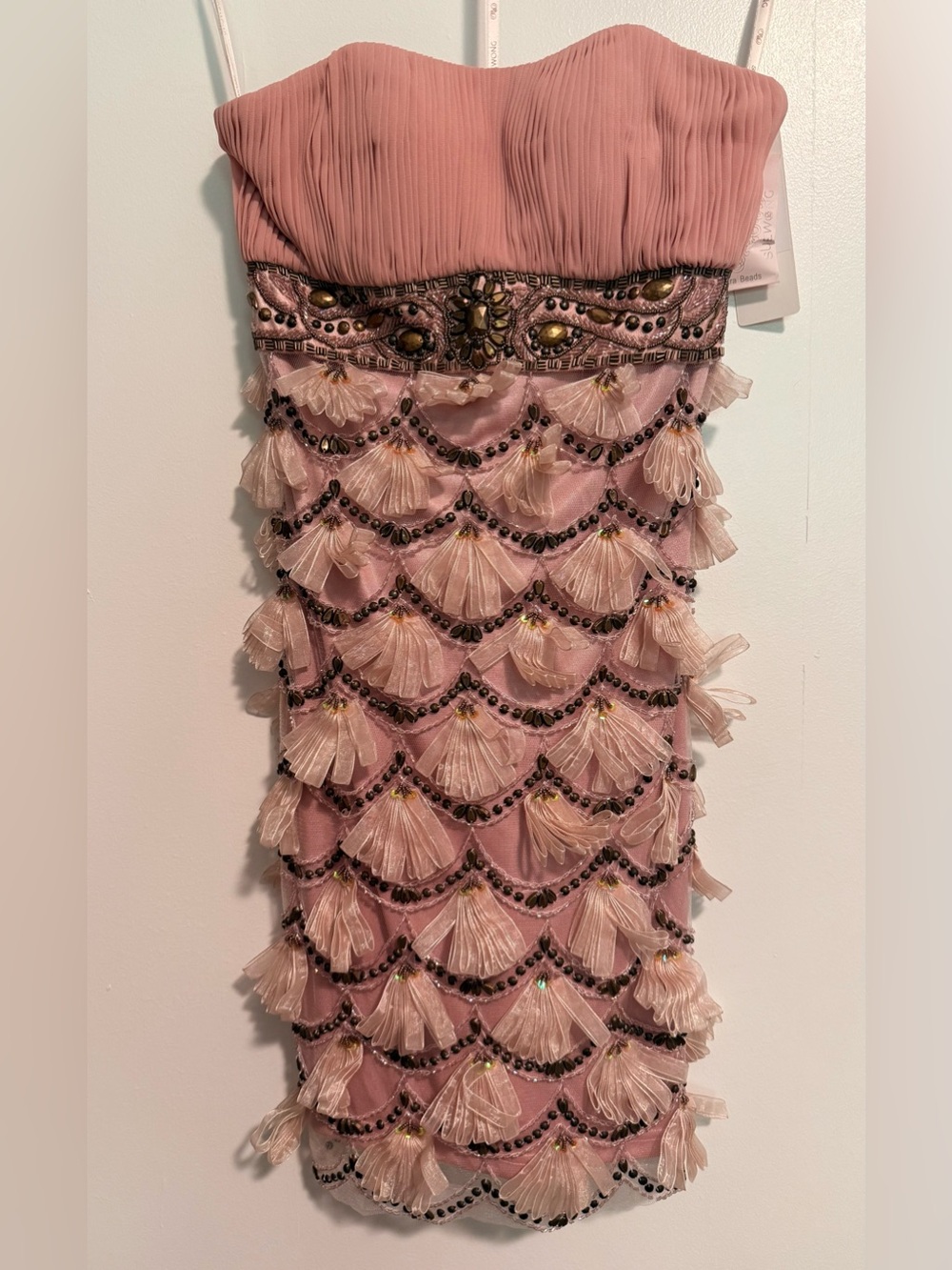 NWT Sue Wong Nocturne pink beaded cocktail dress size 2 - N0519 - Y2k/flapper